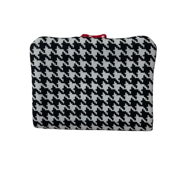 Fabric S-handmade wallet fully lined zipped pocket snap closure black white red - Picture 3 of 7
